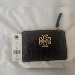 tory burch britten card case black croc